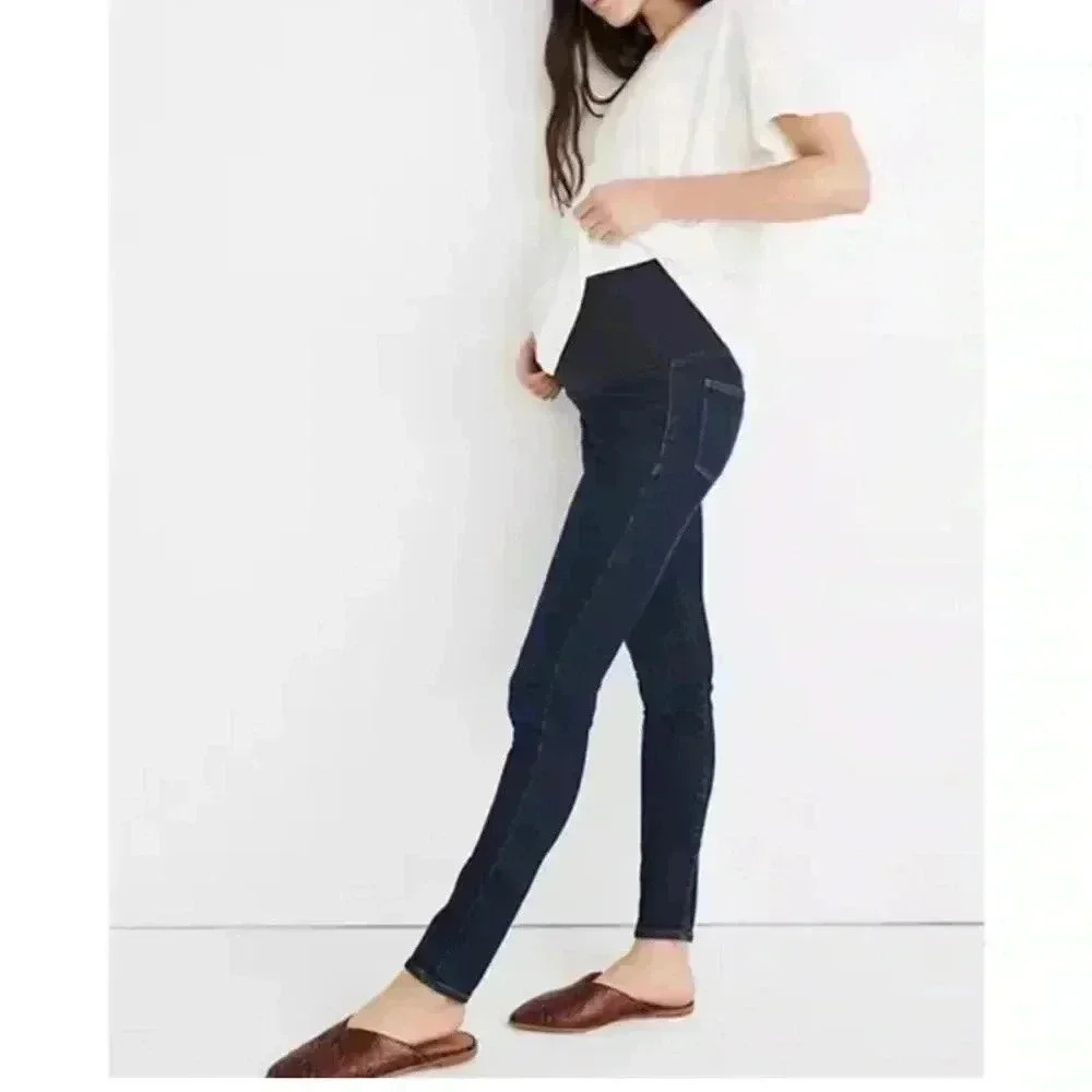 Madewell Maternity Over-The-Belly Skinny Denim Jeans Pants Dark Wash Size 28